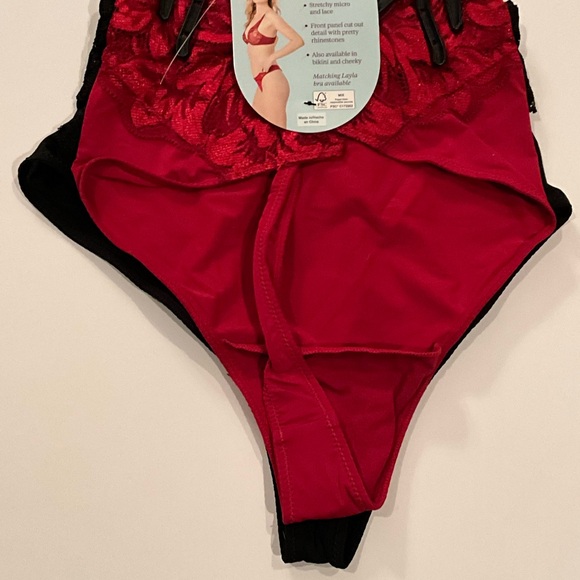 Adored by Adore Me Layla Thong Underwear, 2-pack red/black XXXL - Picture 5 of 9